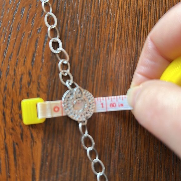 Stamped silver Silpada large link chain necklace w floating hammered pendant - Picture 11 of 11